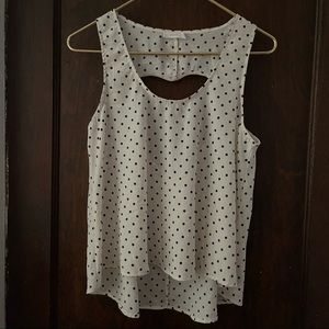 NWOT Lush Polka Dot Top with Heart Cut-Out